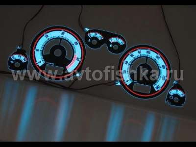 Audi A6, C5 (97-04) светящиеся шкалы приборов - накладки на циферблаты панели приборов, дизайн № 2