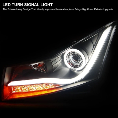 Chevrolet Cruze (2011-2016) фары передние черные линзованные диодной подсветкой в стиле Audi