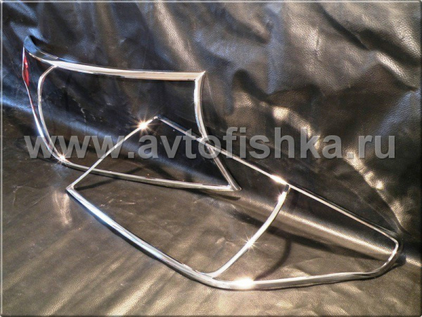 Toyota Land Cruiser 200 (08-) накладки на передние фары хромированные, комплект 2 шт.