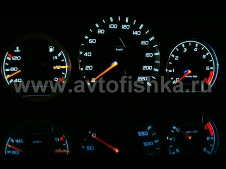 Mercedes W209 CLK после 2002 г. светящиеся шкалы приборов - накладки на циферблаты панели приборов, дизайн № 1