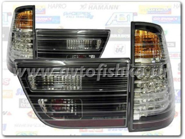 BMW X5 (98-06) фонари задние светодиодные черные с хромом, комплект 2 шт.