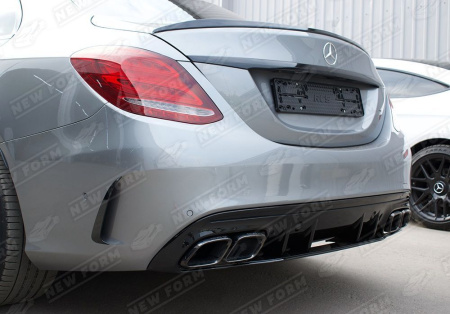 Mercedes-Benz C-Klasse W205 2014 - 2018 Диффузор заднего бампера 6.3S AMG с хромированными насадками
