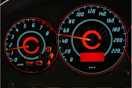 Honda Civic (01-05) светодиодные шкалы (циферблаты) на панель приборов - дизайн 1