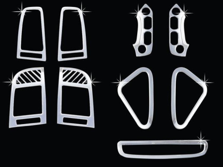 Hyundai Santa Fe (06-08) хромированные накладки панелей салона и торпеды, 9 предметов