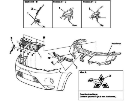 Mitsubishi Outlander XL (06-) решетка радиатора серебристая с черным, оригинал