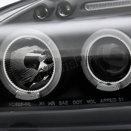 Honda Civic, Ferio EK (99-00) фары передние черные с белыми рефлекторами, линзовые светодиодные