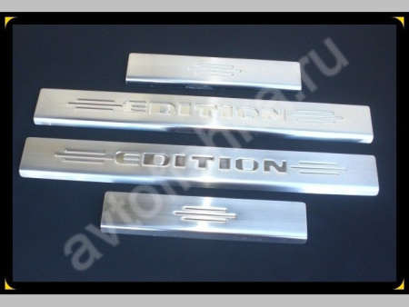 Chevrolet Aveo хэтчбек (2006-) накладки на пороги из нержавеющей стали, 4 шт.