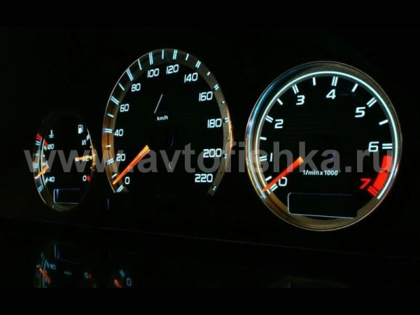 Mercedes W209 CLK после 2002 г. светящиеся шкалы приборов - накладки на циферблаты панели приборов, дизайн № 1
