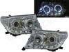 Toyota Land Cruiser 200 (07-12) фары передние линзовые хромированные, со светящимися ободками, с DRL подсветкой, комплект 2 шт.