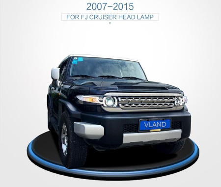 Toyota FJ Cruiser (07-15) фары линзовые в комплекте с решеткой радиатора, дизайн №1