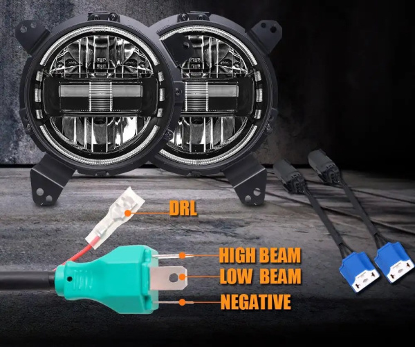 Jeep Wrangler Rubicon JL (2018-2023) фары передние светодиодные черные LED