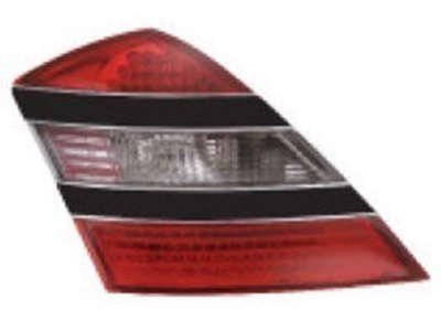 Mercedes W221 (05-08) фонари задние светодиодные красно-белые, с черными молдингами