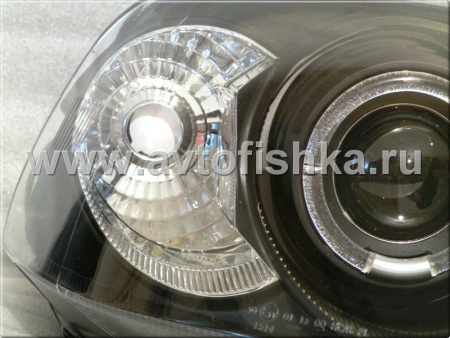 Honda Civic (96-98) фары передние линзовые черные, со светящимися ободками, комплект 2 шт.