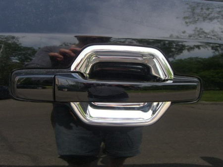 Mitsubishi Pajero 4 (06-19) хромированные пластиковые накладки под ручки дверей, оригинал Mitsubishi, комплект 4 шт.