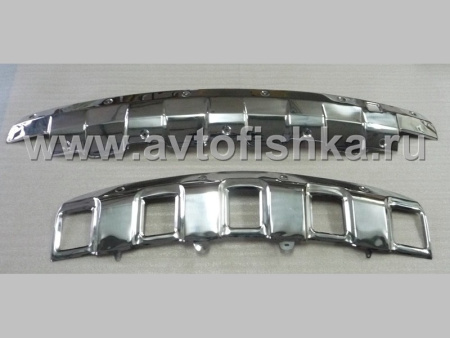 Mercedes W164 ML (05-11) накладки на передний и задний бамперы и полированной нержавеющей стали, комплект 2 шт.