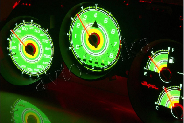 Toyota Supra MK4 светодиодные шкалы (циферблаты) на панель приборов - дизайн 3