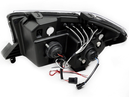 Toyota Tundra (07-) фары передние линзовые хромированные, со светящимися ободками и подсветкой DRL, комплект 2 шт.