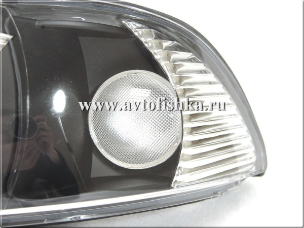 BMW 5 E39 (95-00) фары передние черные, со светящимися ободками, с белым поворотником,с моторами электрокорректора, комплект 2 шт.