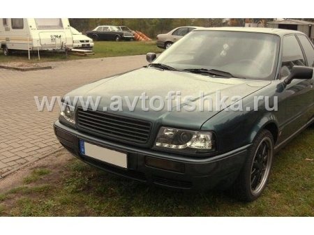 Audi 80, 90 B4 (91-95) фары передние линзовые черные со светодиодной подсветкой