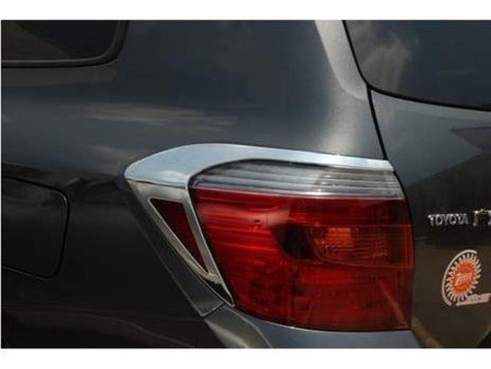 Toyota Highlander, Kluger (07-) хромированные декоративные накладки на задние фонари, комплект 2 шт.