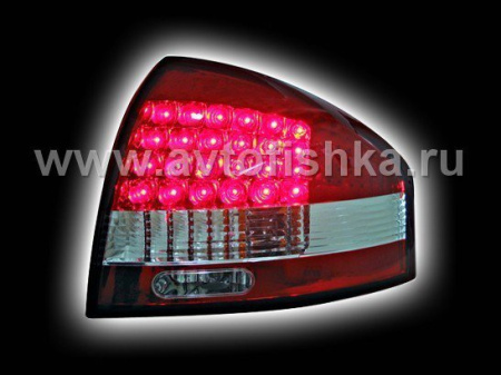 Audi A6 (97-04) задние светодиодные фонари красно-белые, комплект 2 шт.