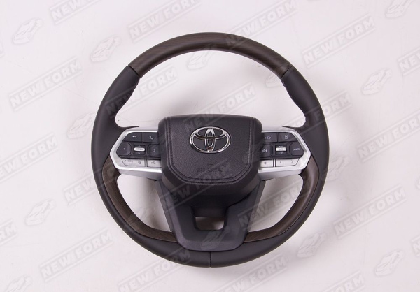 Toyota Land Cruiser LC 200 2007 - 2012 Руль коричневое дерево с хромированными элементами