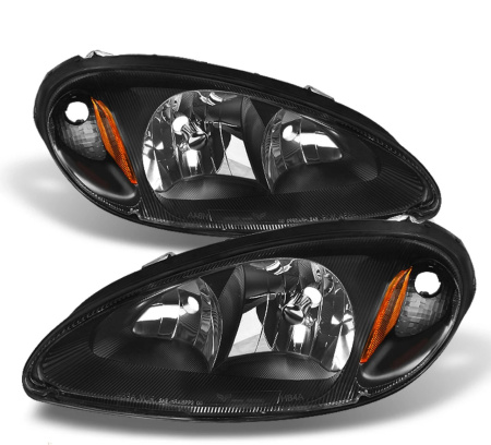 Chrysler PT Cruiser (01-05) фары передние черные прозрачные, комплект 2 шт.