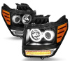 Dodge Nitro (07-) фары передние линзовые черные, со светящимися ободками и светодиодной подсветкой, комплект 2 шт.