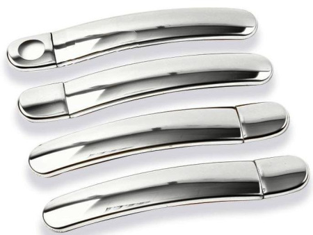 Skoda Octavia A5 (2006-) хромированные накладки на лицевую часть дверных ручек, из нержавеющей стали, комплект 4 штуки