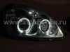 Toyota Yaris, Vitz (99-05) фары передние линзовые хромированные, со светящимися ободками, с электрокорректором, комплект 2 шт.