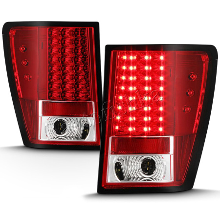 Jeep Grand Cherokee (05-09) фонари задние светодиодные красно-хромированные, комплект 2 шт.