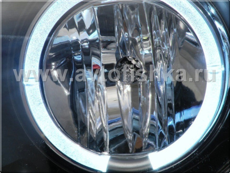 BMW X5 (1998-2003) фары передние линзовые черные, со светящимися ободками, комплект 2 шт.