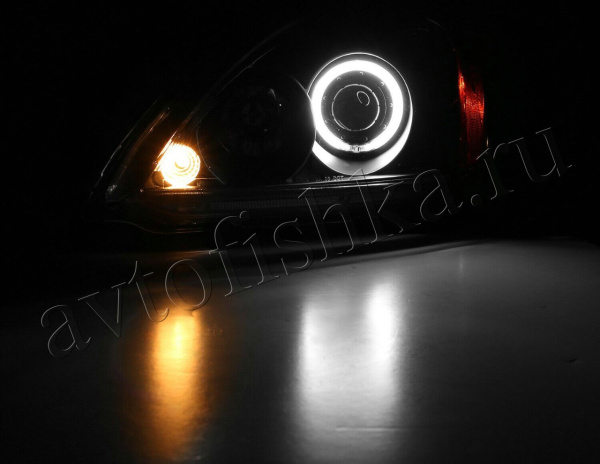 Mitsubishi Lancer 9 (03-07) фары передние линзовые черные, комплект 2 шт.