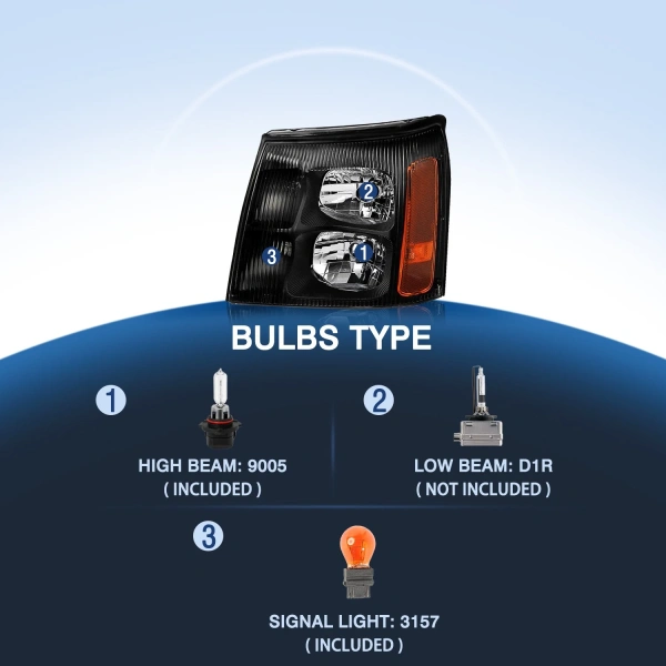 Cadillac Escalade (2002-2006) фары передние черные под штатный ксенон