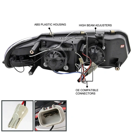 Chrysler Sebring, Dodge Avenger (95-00) фары линзованные передние хромированные, светодиодные