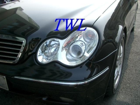Mercedes C-class W203 (00-03) фары передние линзовые хромированные, дизайн AMG, комплект 2 шт.