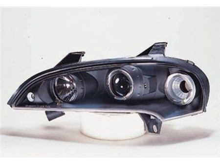 Opel Tigra (94-) фары передние линзовые со светящимися ободками, черные