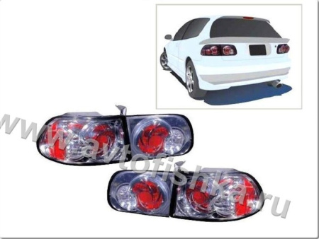 Honda Civic (92-96) 3 дв. фонари задние хромированные, дизайн Lexus, комплект 2 шт.