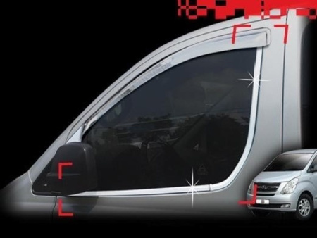 Hyundai H-1 Grand Starex (2008-) пластиковые нижние хромированные молдинги окон передних дверей, комплект 4 шт.