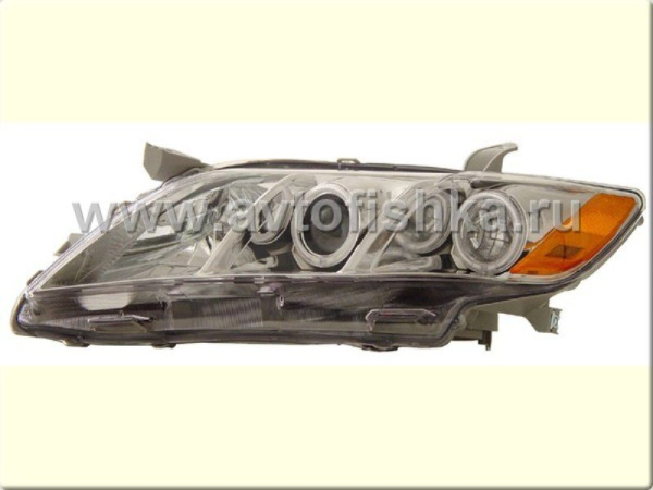 Toyota Camry V40 (2006-2009) фары передние линзовые хромированные, со светящимися ободками, комплект 2 шт.
