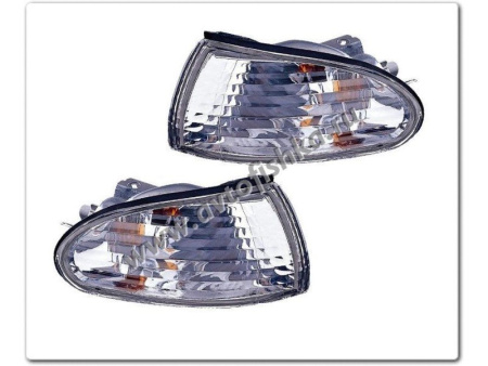 Mitsubishi Lancer (91-96) поворотники передние угловые хромированные, комплект 2 шт.