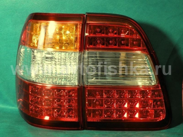 Toyota Land Cruiser 100 фонари задние светодиодные красно-белые с желтым поворотником, комплект лев.+прав.