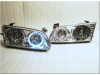 Toyota Camry (авг. 1999-2001) SXV2, MCV20 USA фары передние прозрачные хромированные со светящимися ободками.