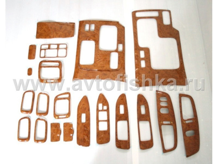 Toyota Land Cruiser 100 (2003-2007) накладки в салон под дерево, светлое, комплект 20 предметов.