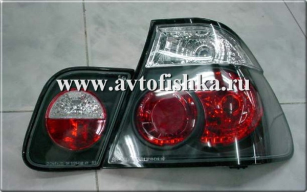 BMW 3 E46 (98-01) 4 дв. седан фонари задние черные, дизайн Toyota Altezza, комплект лев.+прав.