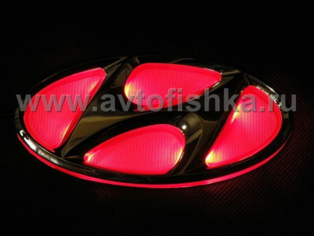 Hyundai задняя эмблема с двухрежимной сине-красной подсветкой, (D Type) - большая 68300-2B000