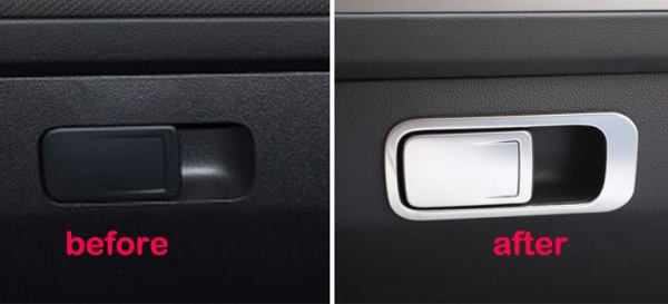 Volkswagen Tiguan (17–) Накладка на кнопку открытия бардачка, 2 части, нерж. сталь
