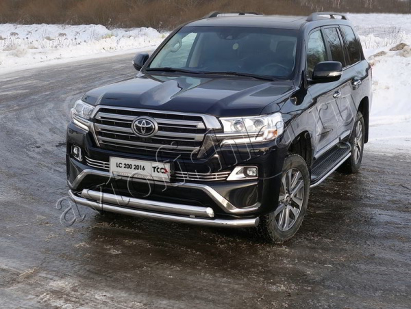 Toyota Land Cruiser (15–) Защита передняя нижняя (двойная) 76,1/75 мм (LC200 Executive)