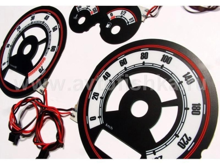 Volkswagen Passat B5 (type 3BG) (00-05) светящиеся шкалы приборов - накладки на циферблаты панели приборов, дизайн № 2