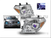 Nissan Pathfinder III, Navara (05-10) фары передние линзовые хромированные, со светящимися ободками, комплект 2 шт.